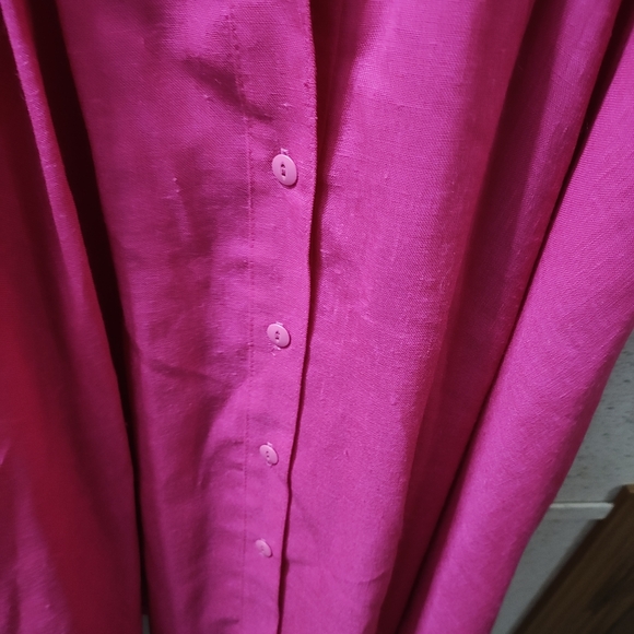 Vintage lese M. Maxi Length Dress 12 Hot Pink 80s Barbie Core Buttons Clean USA - Picture 6 of 10